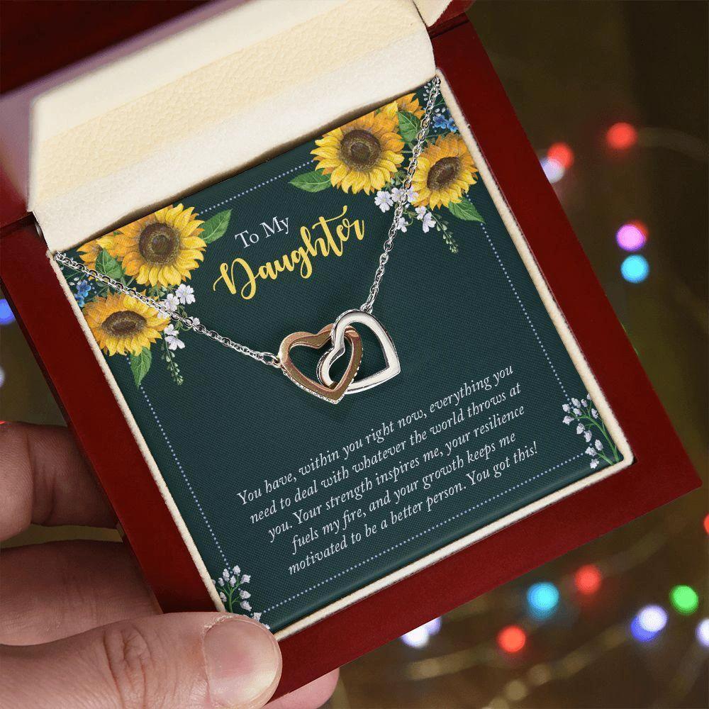 To My Daughter Encouragement Gift - Everything You Need - Interlocking Hearts Necklace