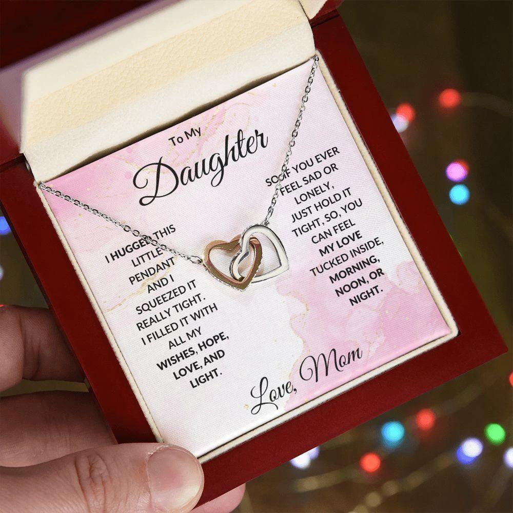 To My Daughter Wishes Interlocking Hearts Necklace