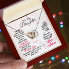 To My Daughter Loving and Breathing Interlocking Hearts Necklace