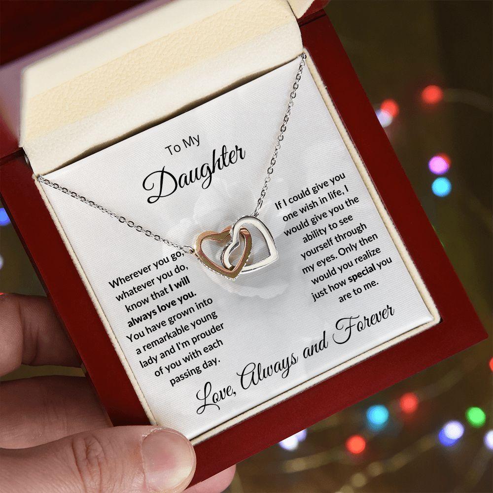 Gift for Daughter - I Will Always Love You - Hearts Pendant Necklace - Mallard Moon Gift Shop