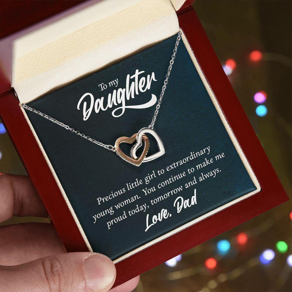 To My Daughter Gift From Dad - You Make Me Proud - Interlocking Hearts Necklace