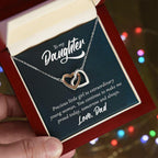 To My Daughter Gift From Dad - You Make Me Proud - Interlocking Hearts Necklace