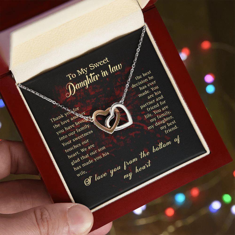 To my Daughter In Law Gift Interlocking Hearts Necklace