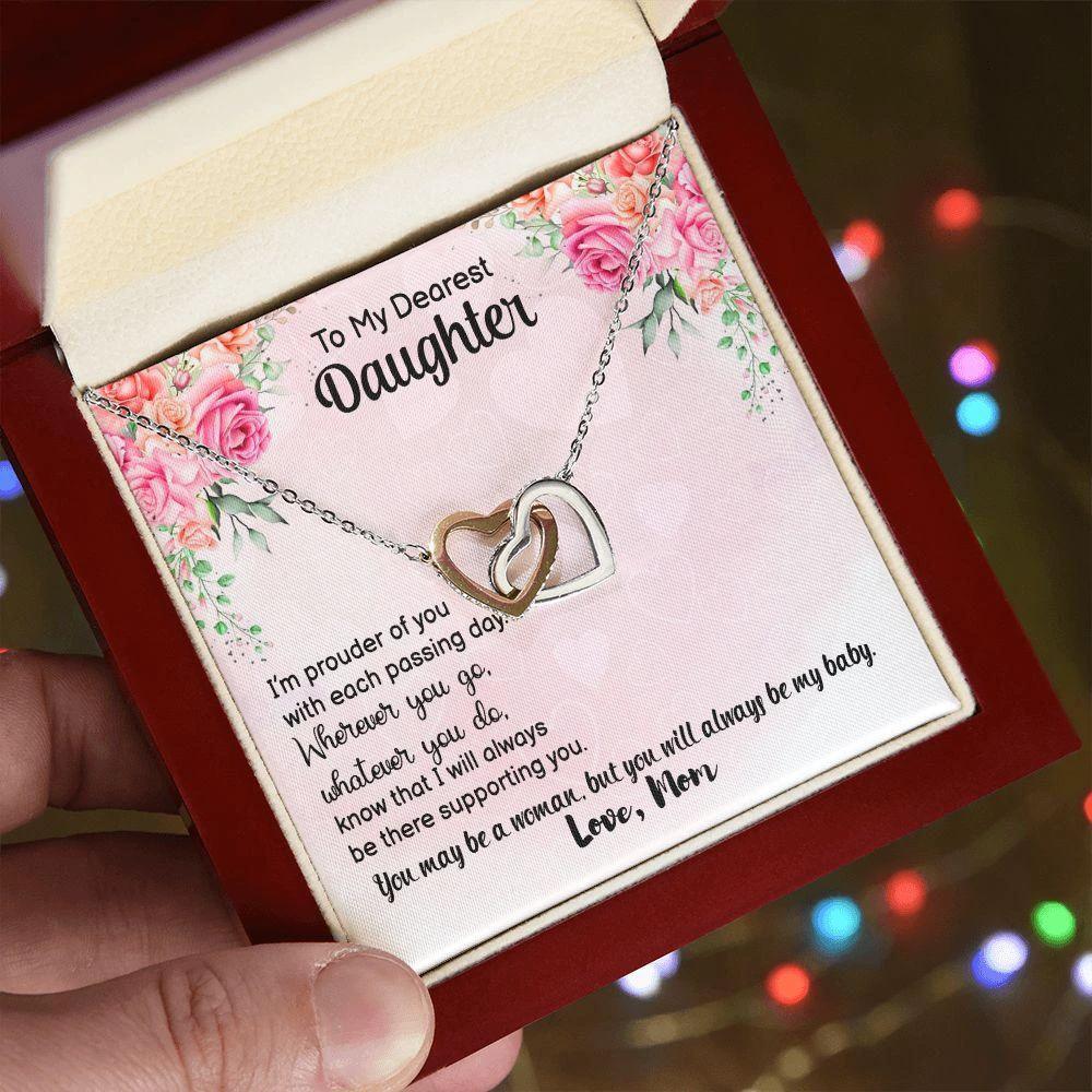 Dearest Daughter - I Will Always Be There - Interlocking Hearts Necklace