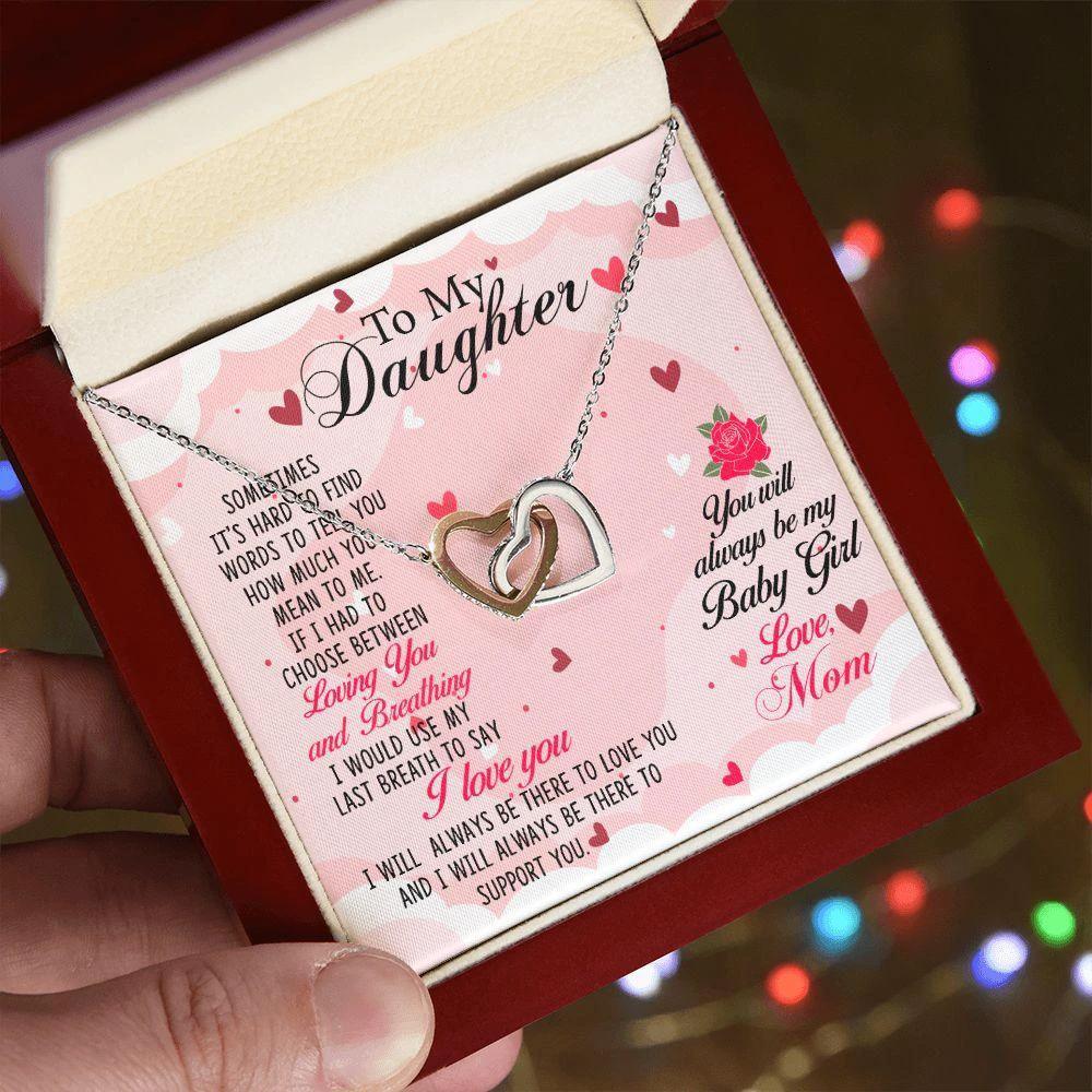 To my Daughter Always be My Baby Girl - Interlocking Hearts Necklace