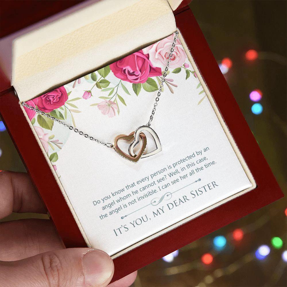 Gift for Sister Interlocking Hearts Necklace
