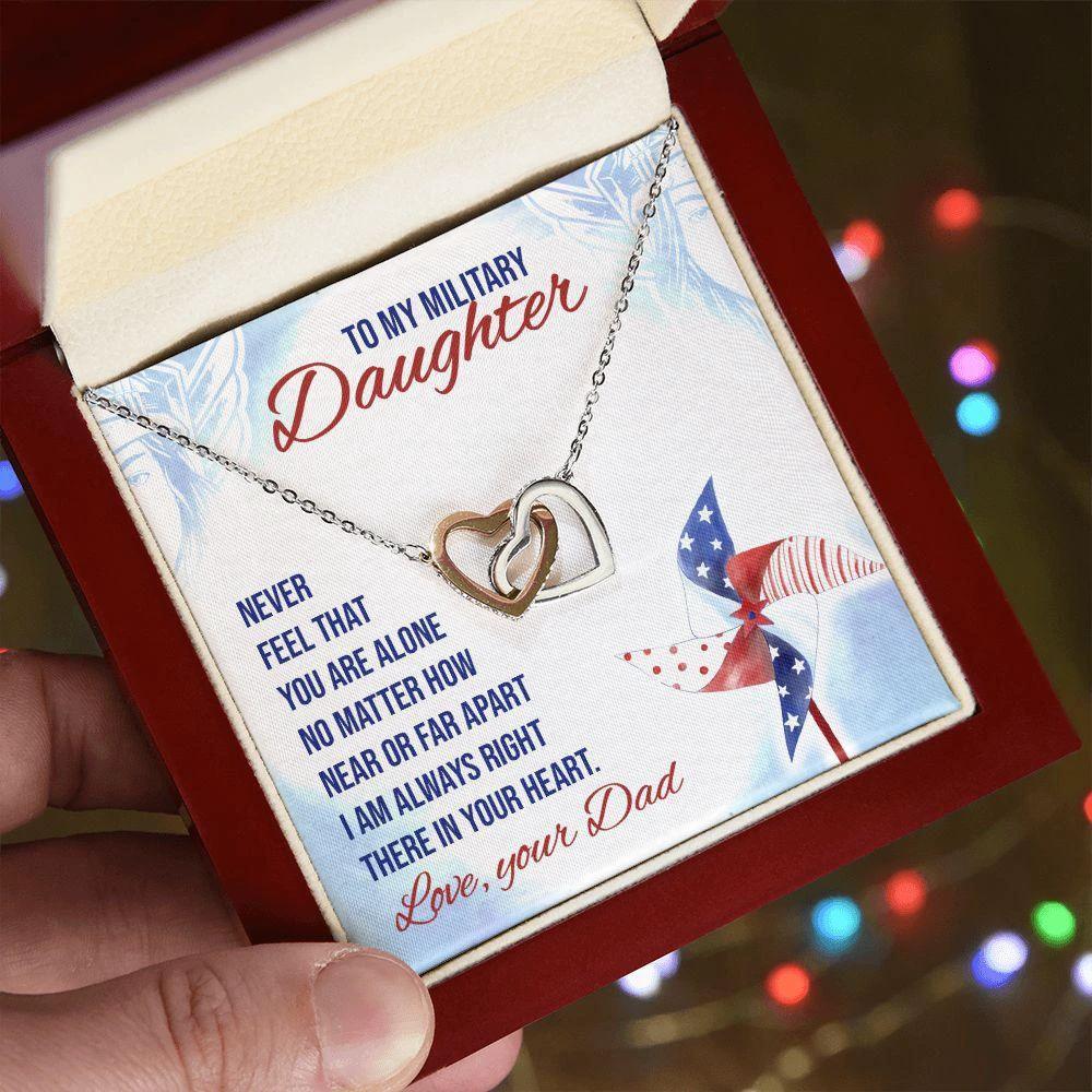 To My Military Daughter Interlocking Hearts Necklace