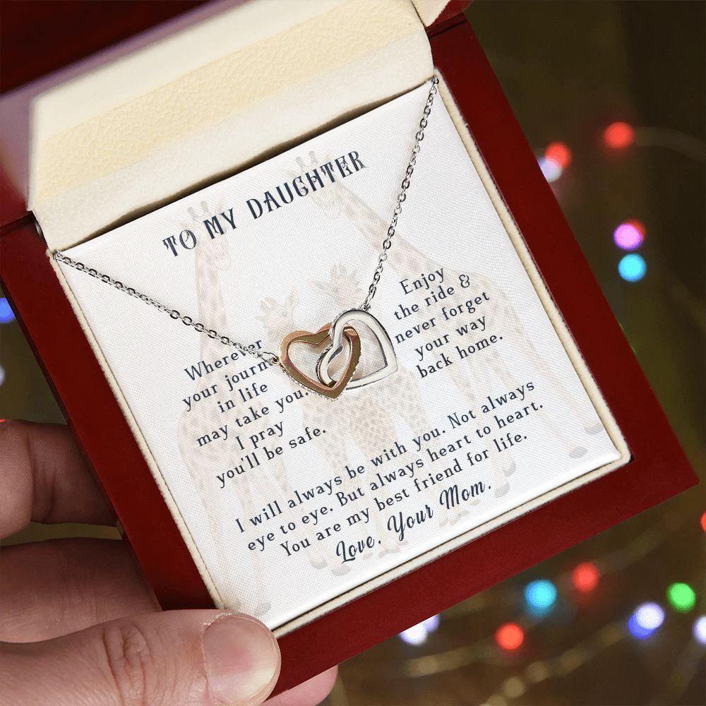 To My Daughter Your Journey in Life Interlocking Hearts Necklace