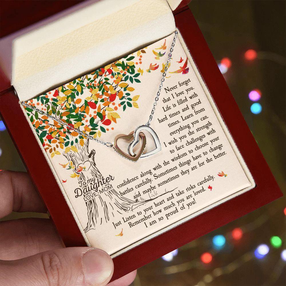 To My Daughter Never Forget That I Love You Interlocking Hearts Necklace