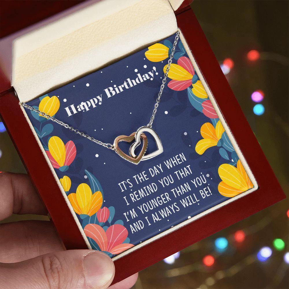 Siblings Birthday Interlocking Hearts Necklace