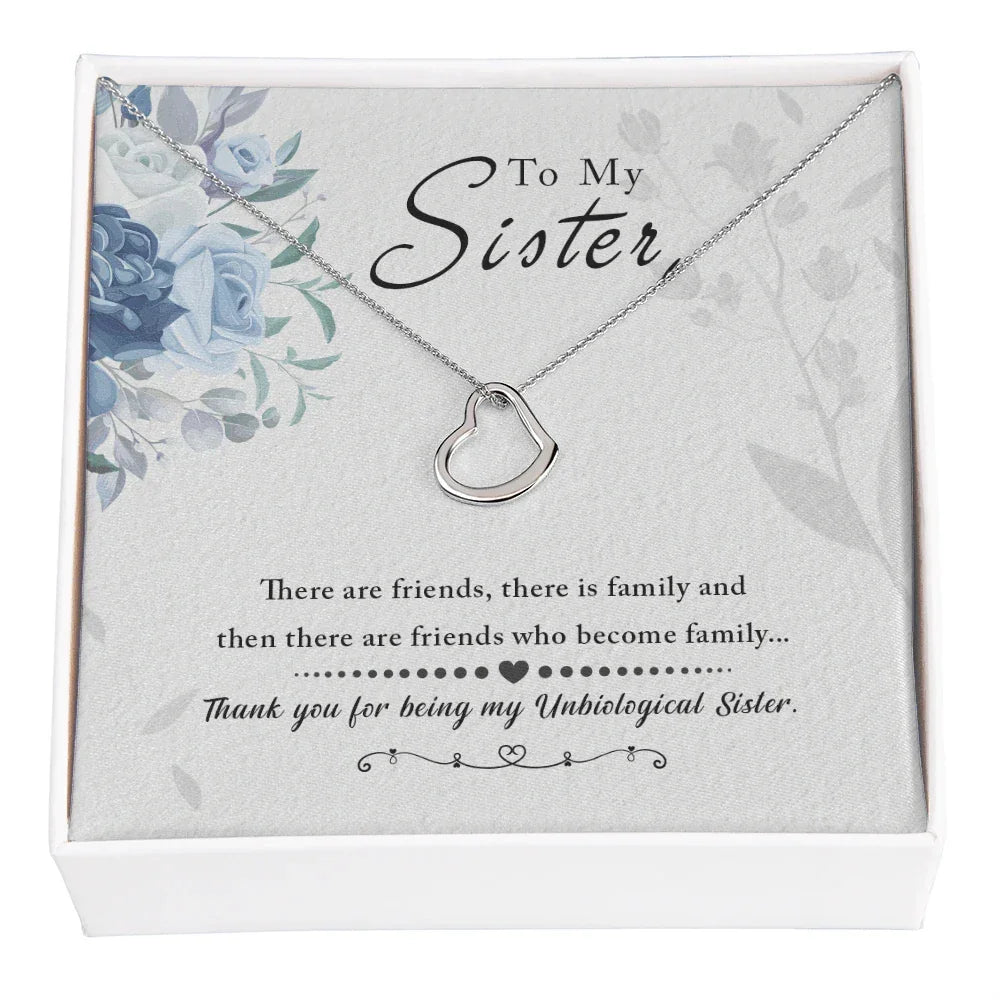 Gift for Unbiological Sister Sterling Silver Heart Pendant Necklace