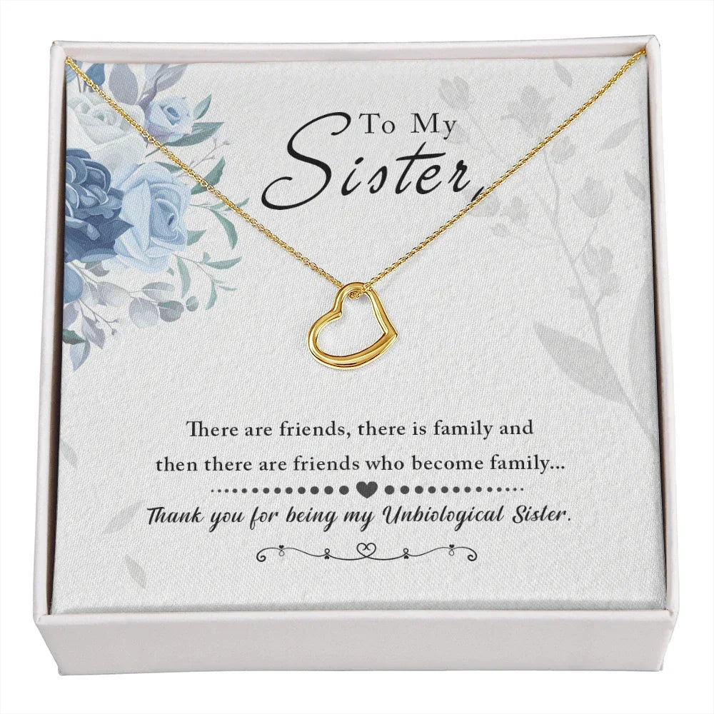 Gift for Unbiological Sister Sterling Silver Heart Pendant Necklace