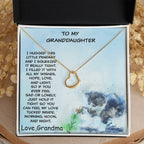 Granddaughter Heart Pendant Necklace Love Grandma with Playful Kitten Message Card