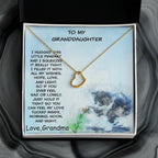 Granddaughter Heart Pendant Necklace Love Grandma with Playful Kitten Message Card
