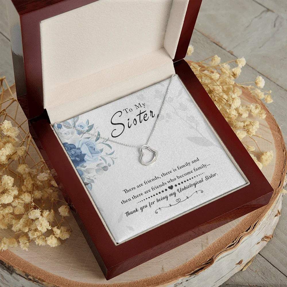Gift for Unbiological Sister Sterling Silver Heart Pendant Necklace