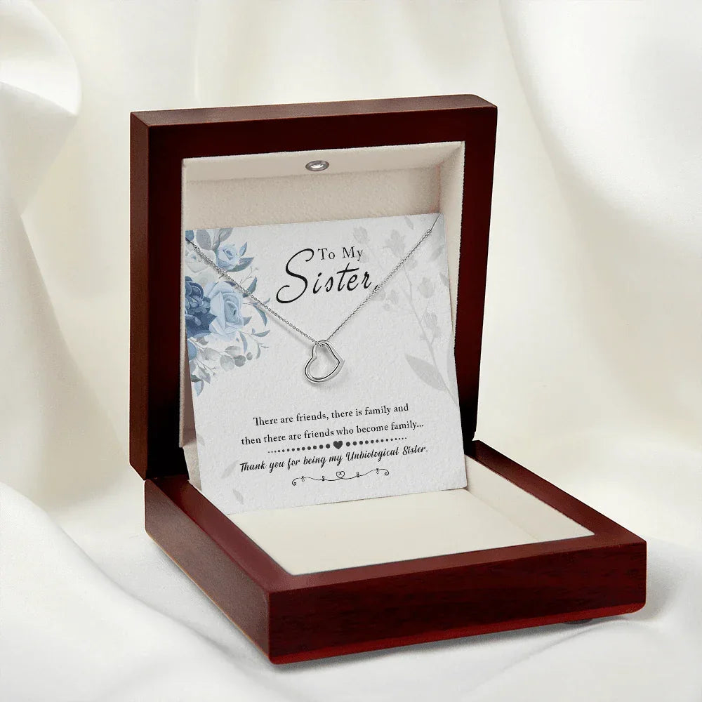 Gift for Unbiological Sister Sterling Silver Heart Pendant Necklace