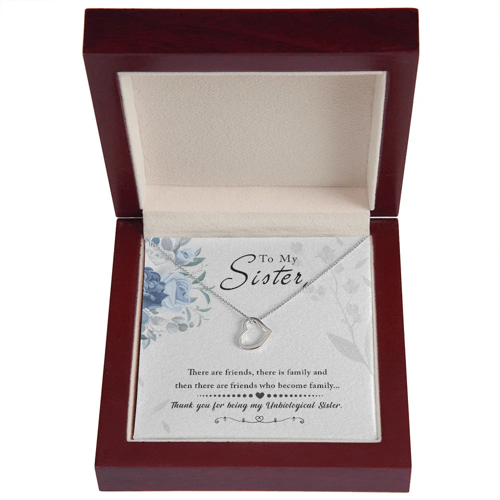 Gift for Unbiological Sister Sterling Silver Heart Pendant Necklace