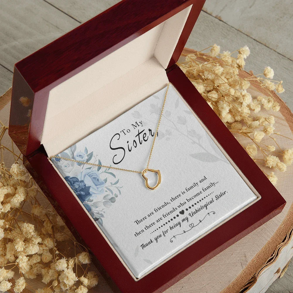 Gift for Unbiological Sister Sterling Silver Heart Pendant Necklace