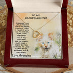 Granddaughter Heart Pendant Necklace Love Grandma Kitten Message Card Gift Box