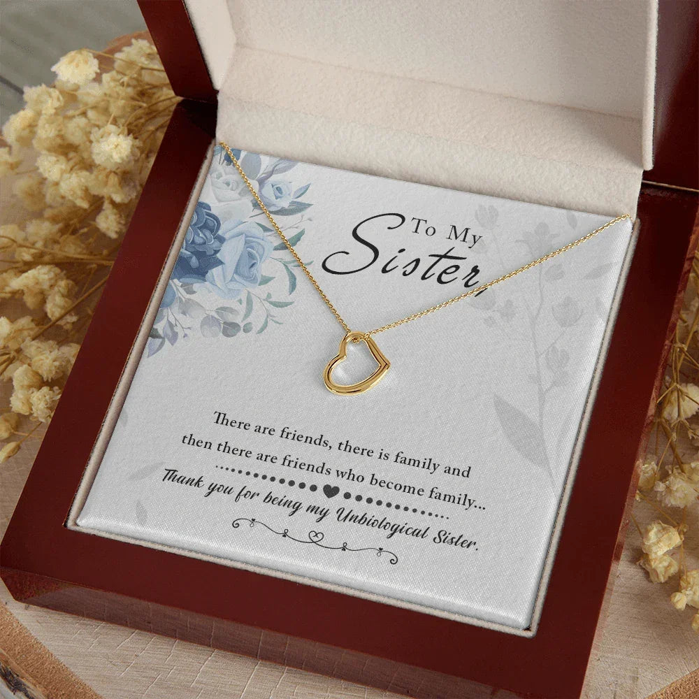 Gift for Unbiological Sister Sterling Silver Heart Pendant Necklace
