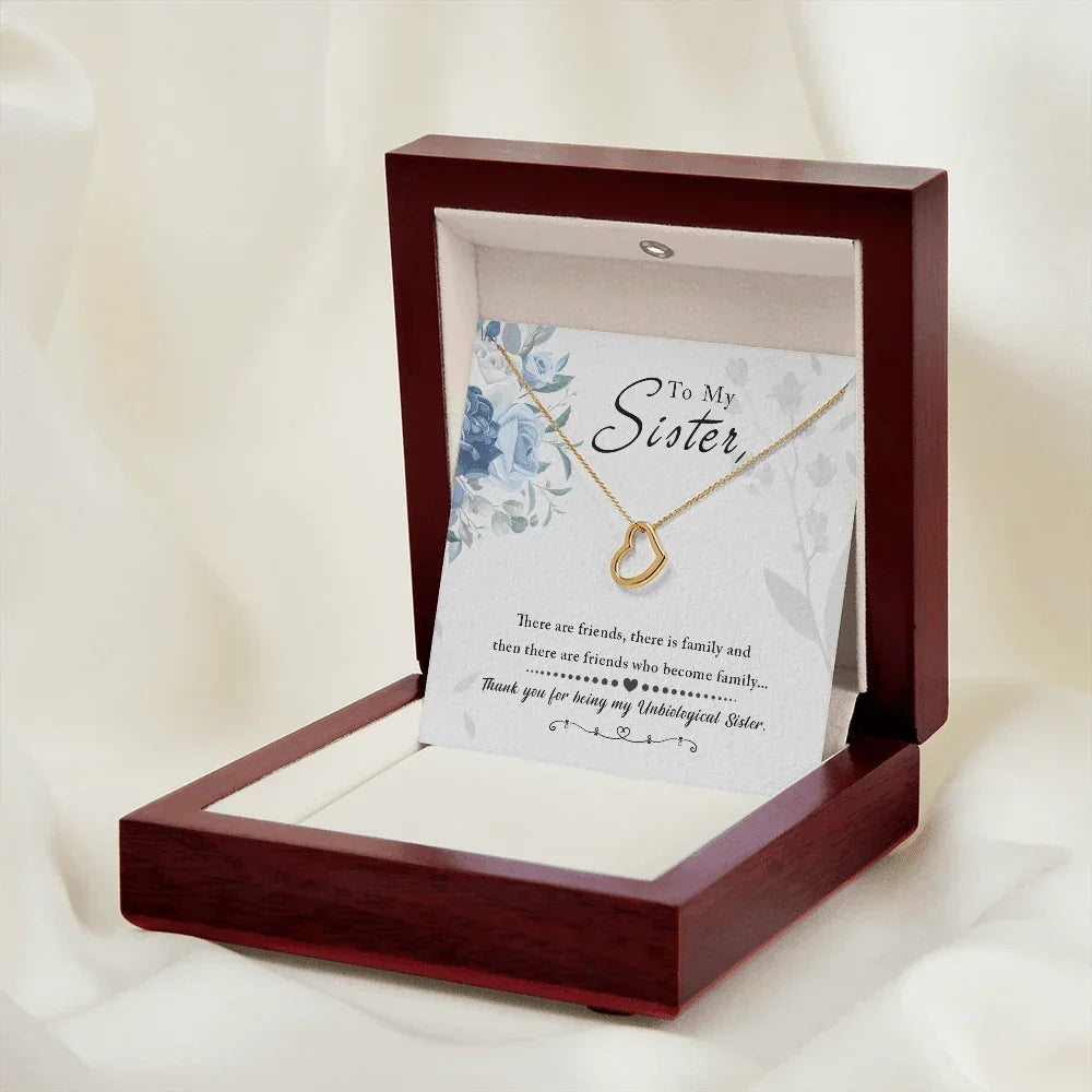 Gift for Unbiological Sister Sterling Silver Heart Pendant Necklace