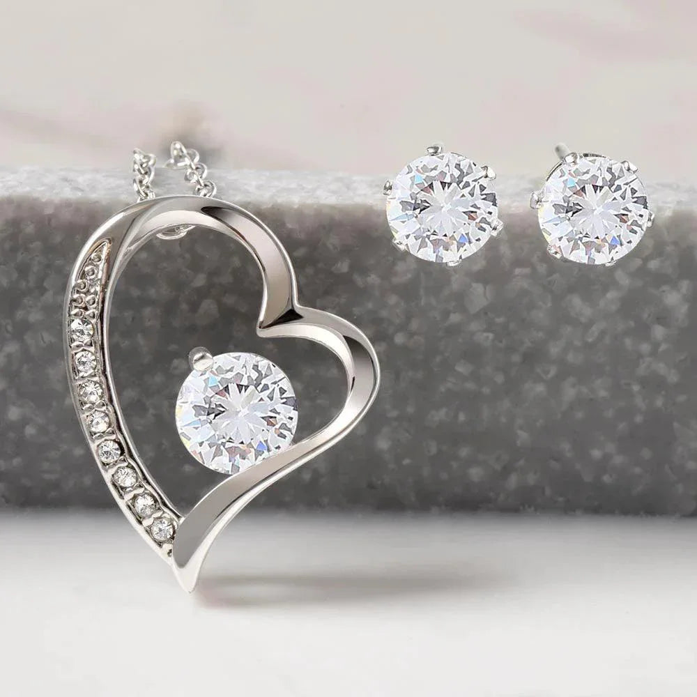 To My Wife -Love of my Life - Forever Love Heart Pendant and Earring Set