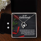 To My Girlfriend - I Love You Every Minute of My Life Forever Love Heart Pendant Necklace and Earring Set