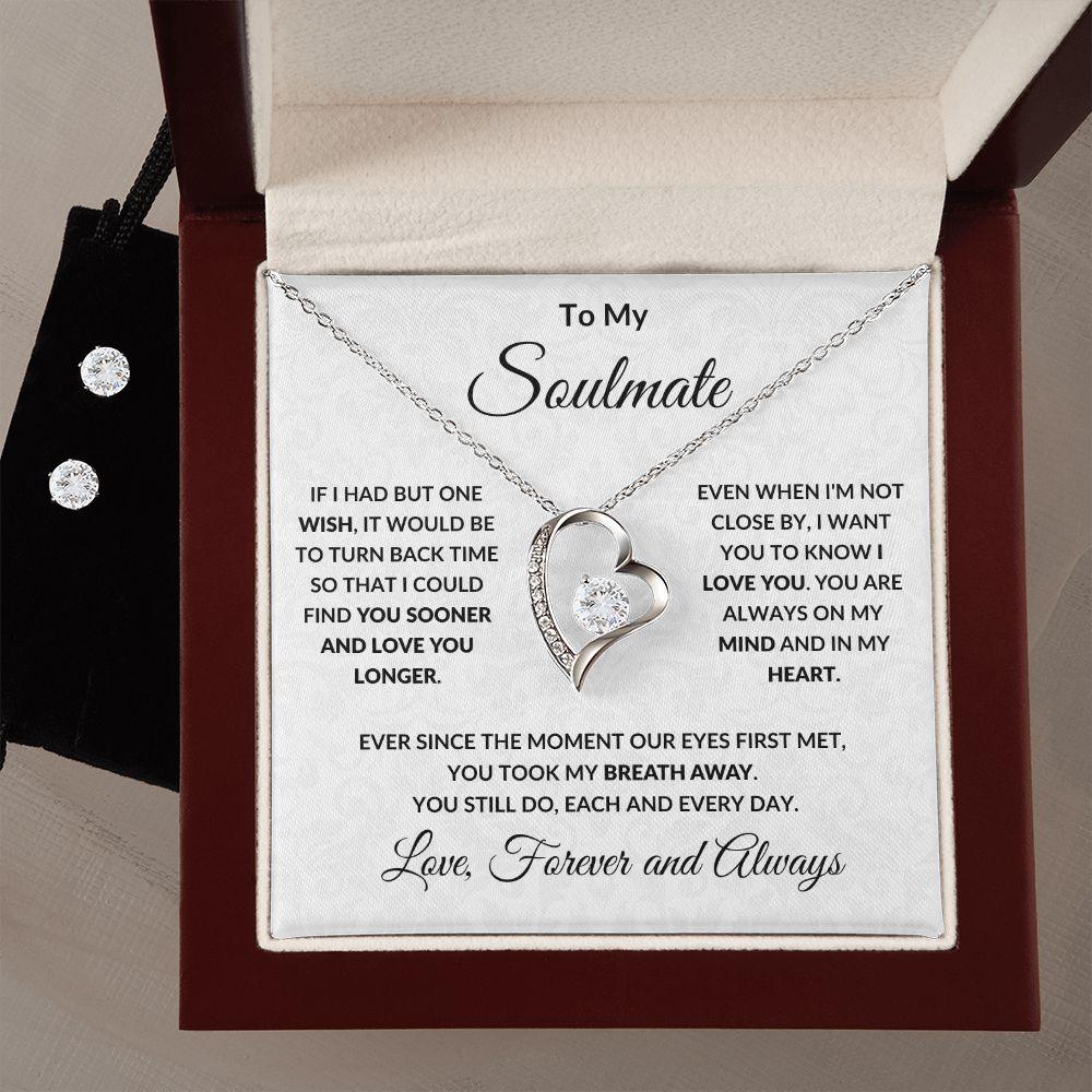 Soulmate Gift Forever Love Heart Pendant Necklace and Earring Set - Mallard Moon Gift Shop