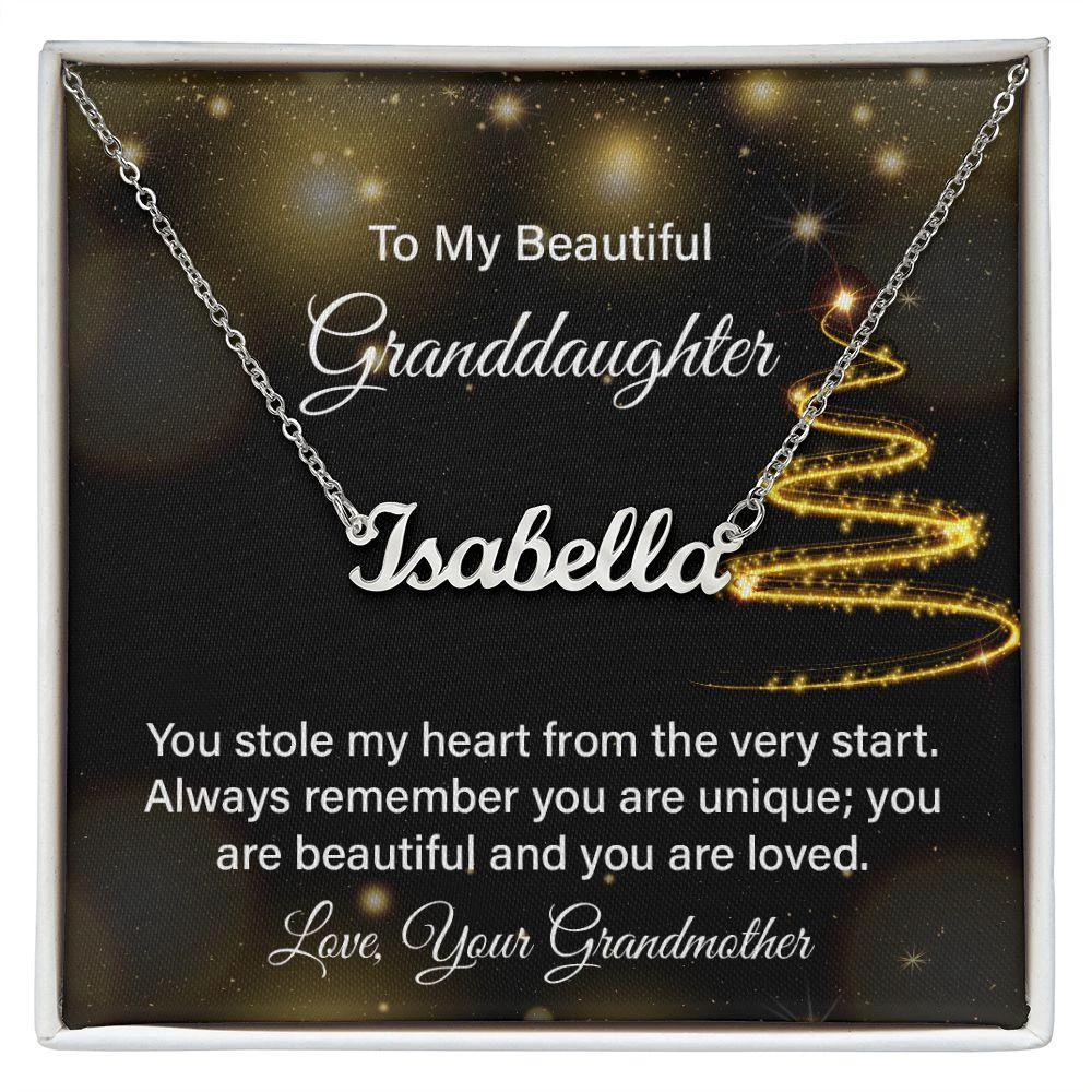 To My Beautiful Granddaughter - You Stole my Heart - Christmas Personalized Name Necklace