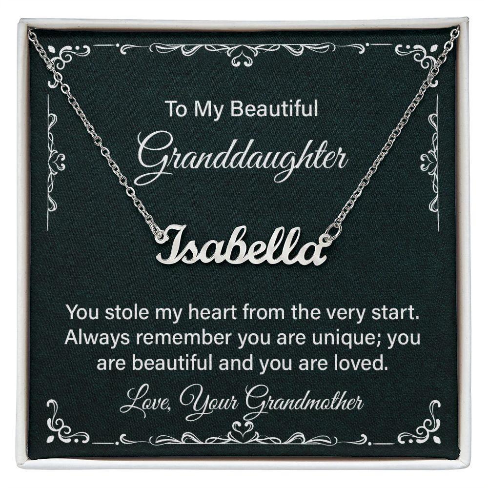 To My Beautiful Granddaughter Love Grandmother Personalized Name Necklace