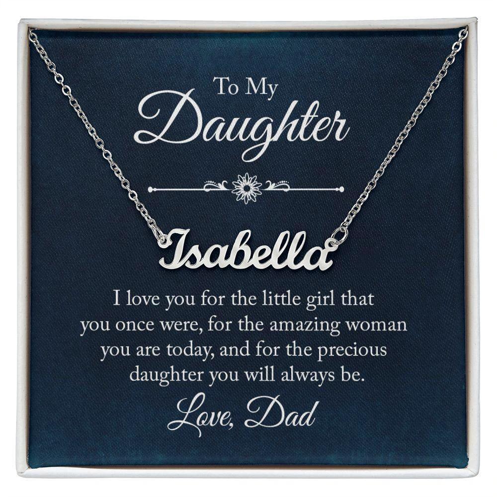 To My Daughter - I Love You, Dad Personalized Name Necklace