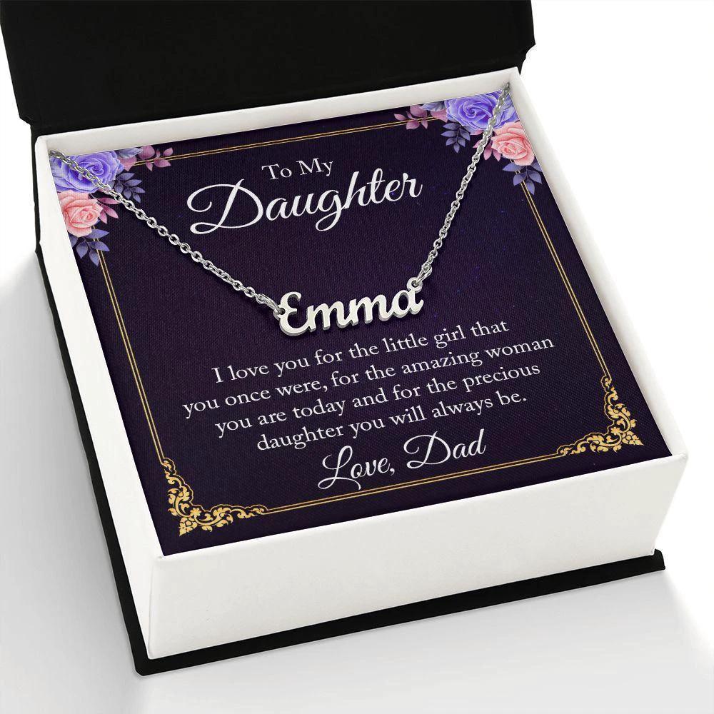 To My Daughter - I Love You, Dad - Personalized Name Necklace