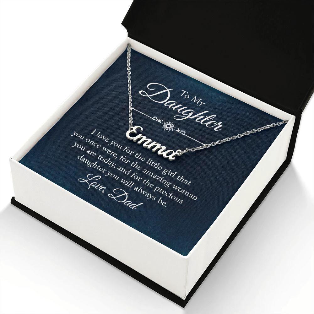 To My Daughter - I Love You, Dad Personalized Name Necklace