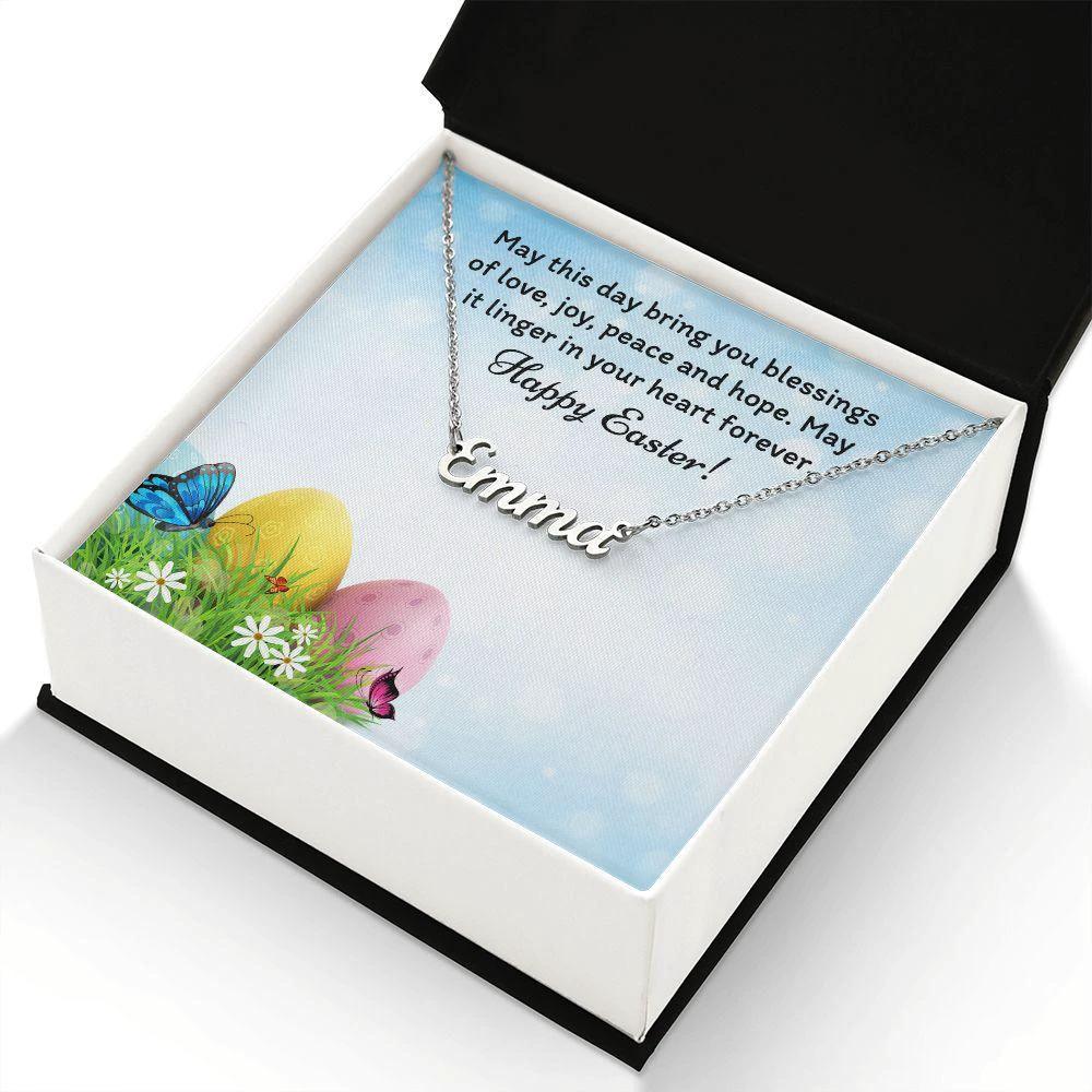 Happy Easter Personalized Name Necklace
