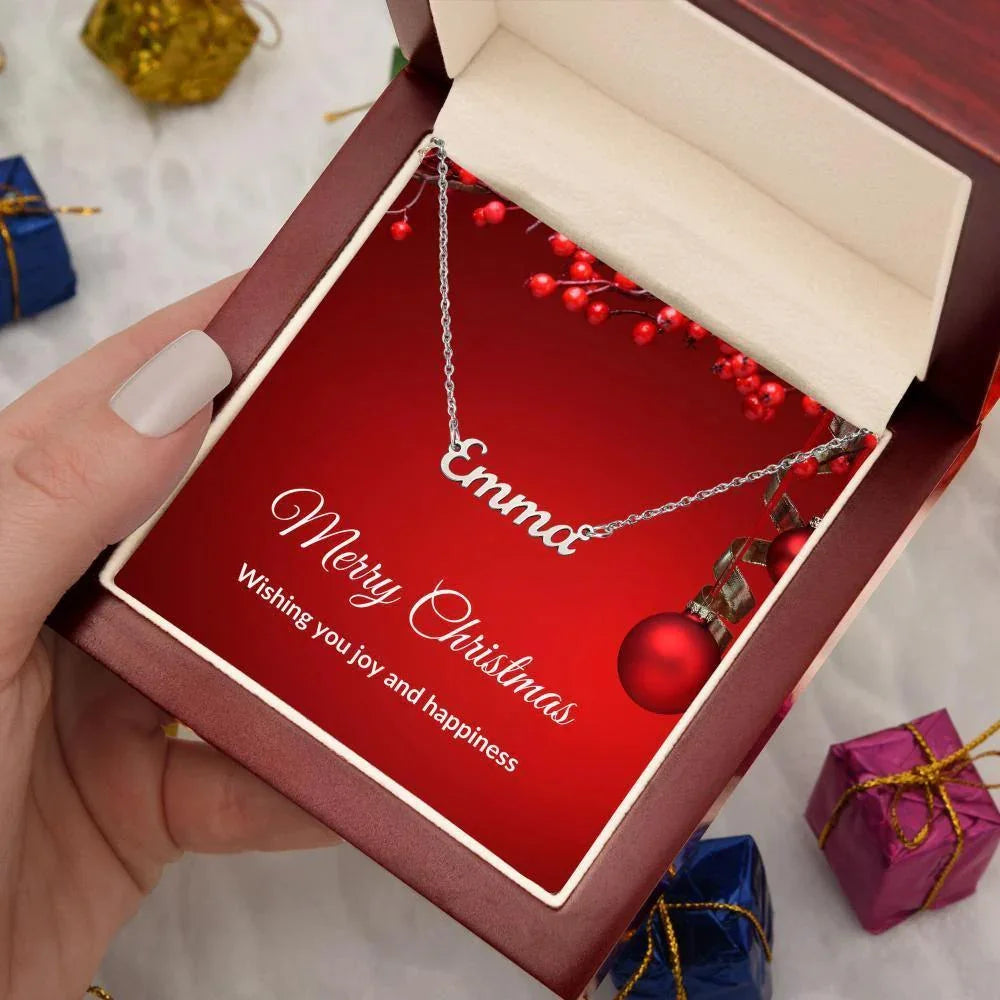 Personalized Name Necklace Christmas Message Card