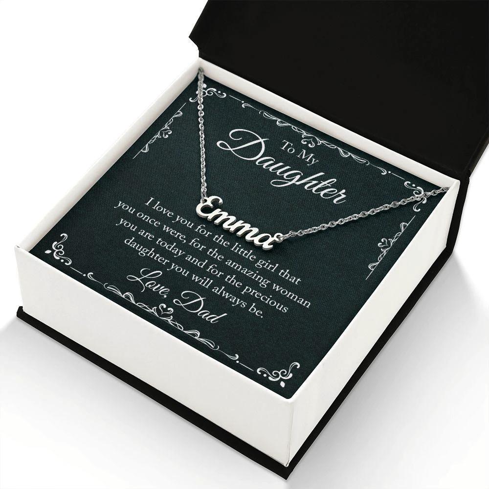 To My Daughter - I Love-you - Personalized Name Necklace
