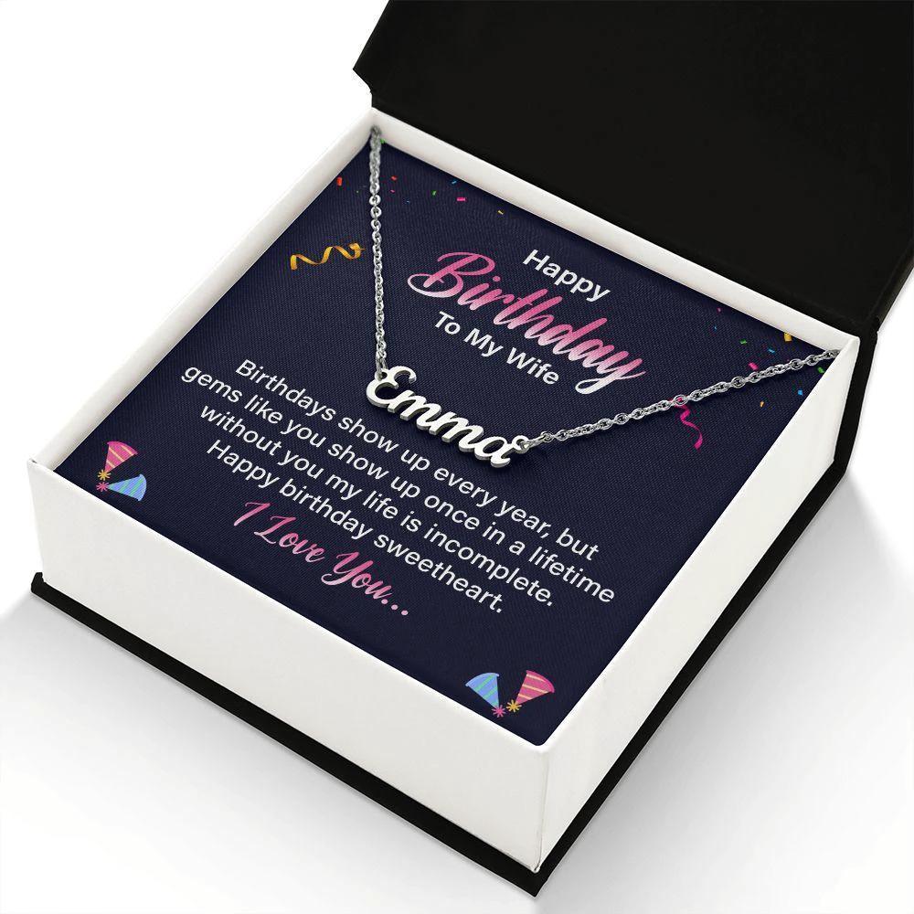 Happy Birthday to my Wife - Personalized Name Necklace