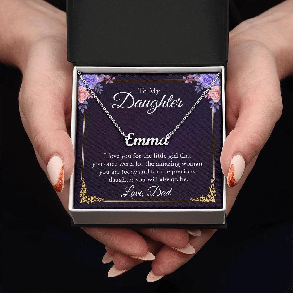 To My Daughter - I Love You, Dad - Personalized Name Necklace