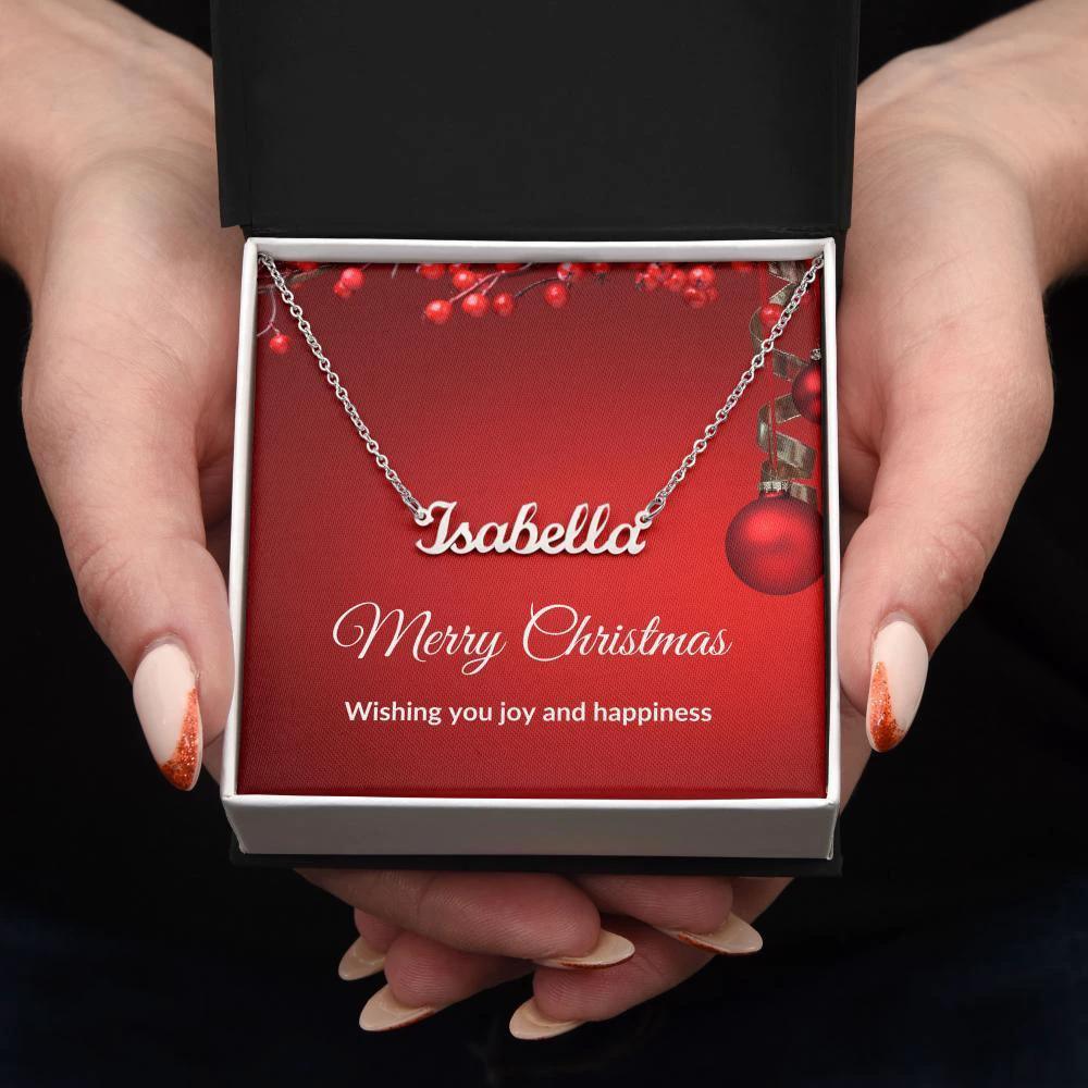 Personalized Name Necklace Christmas Message Card