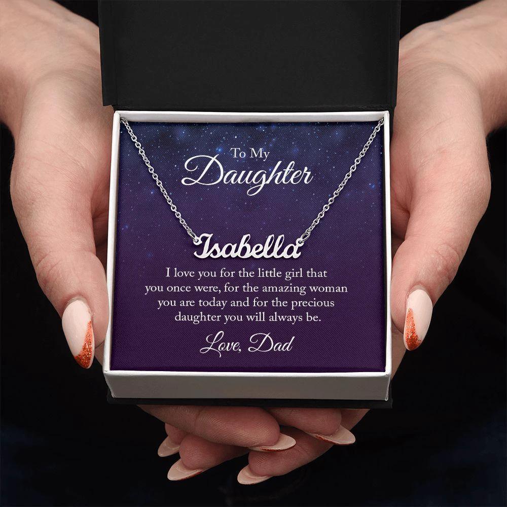 To My Daughter Love Dad Personalized Name Necklace