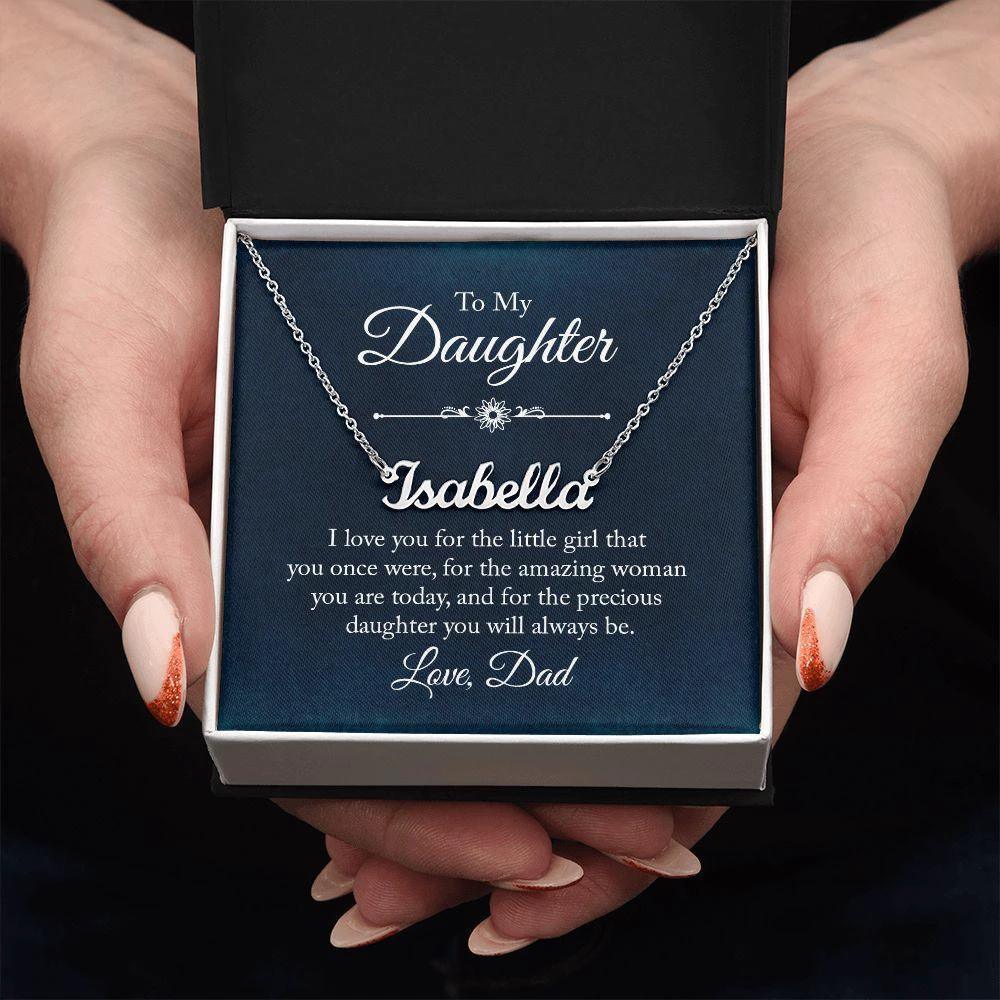 To My Daughter - I Love You, Dad Personalized Name Necklace