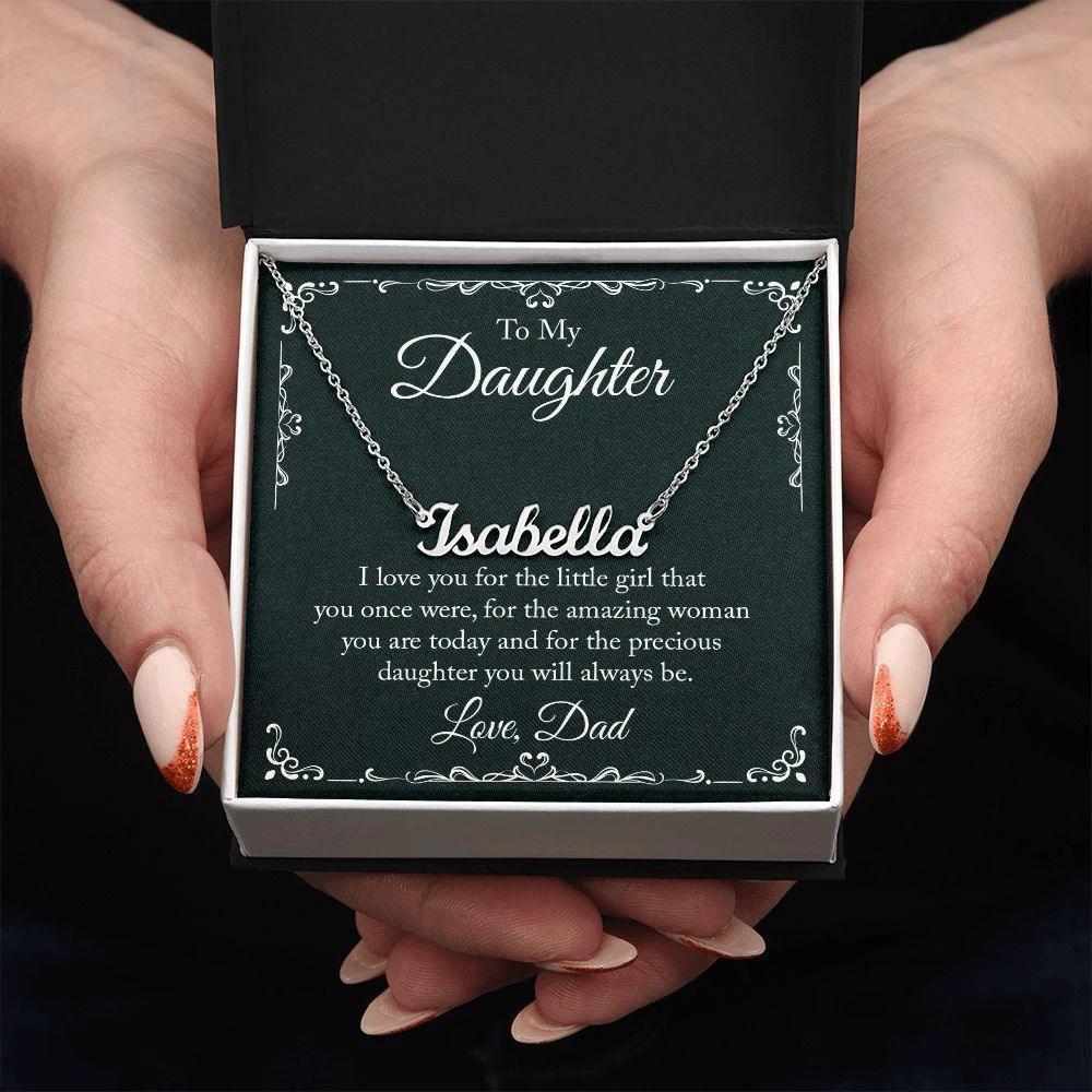 To My Daughter - I Love-you - Personalized Name Necklace