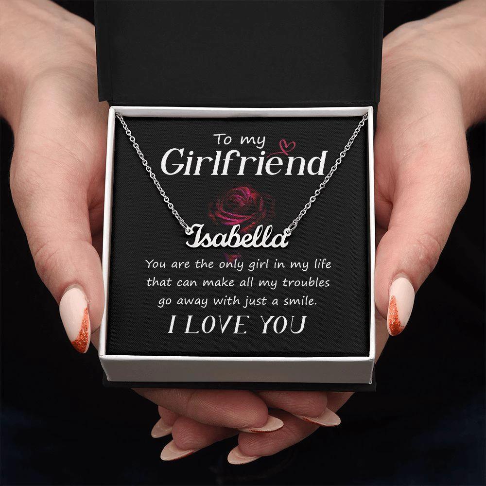 To My Girlfriend- Just a Smile - Personalized Name Necklace