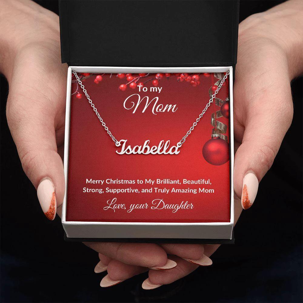 Mother Christmas Gift from Daughter Script Name Necklace