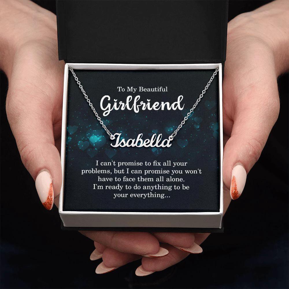 To My Beautiful Girlfriend - I Promise - Personalized Name Necklace