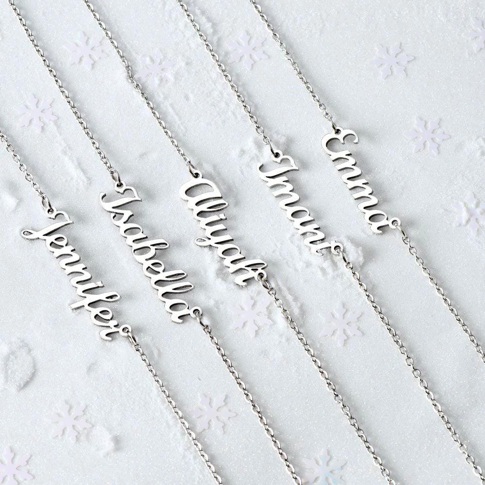 Personalized Name Necklace Christmas Message Card