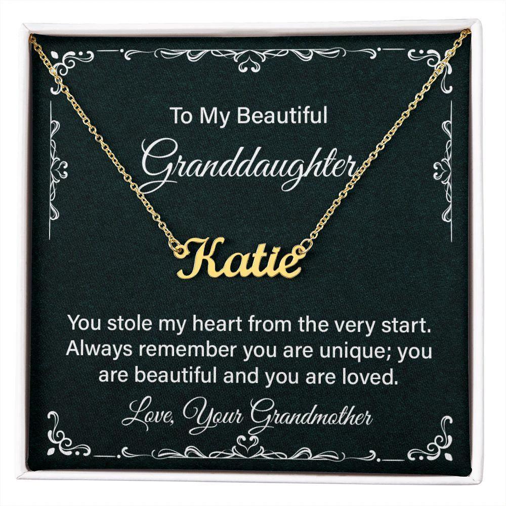 To My Beautiful Granddaughter Love Grandmother Personalized Name Necklace