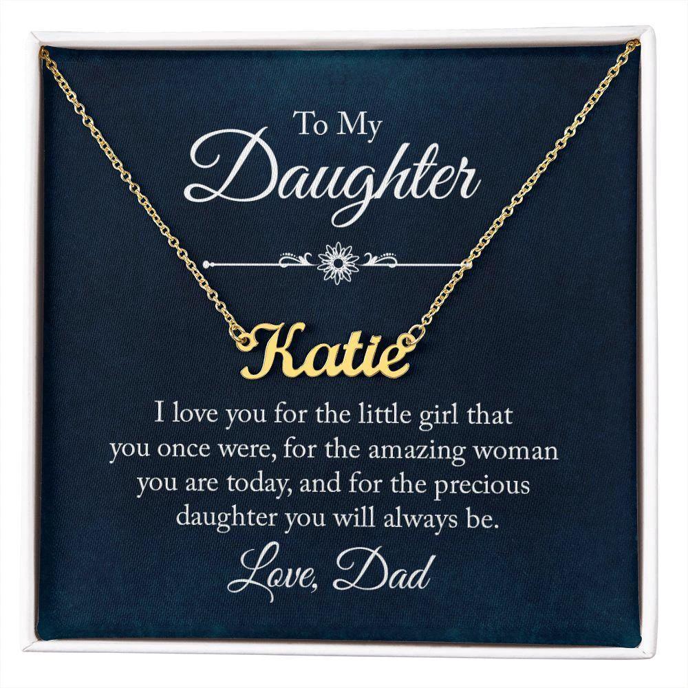 To My Daughter - I Love You, Dad Personalized Name Necklace