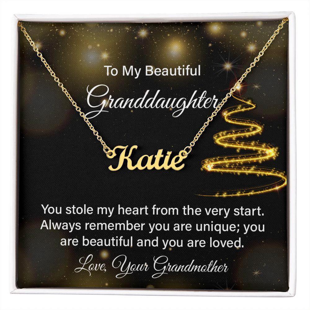 To My Beautiful Granddaughter - You Stole my Heart - Christmas Personalized Name Necklace