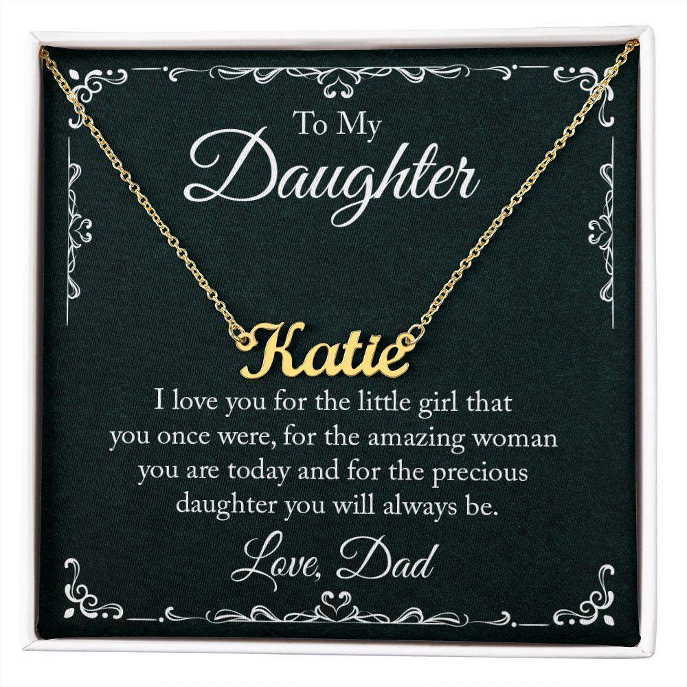 To My Daughter - I Love-you - Personalized Name Necklace